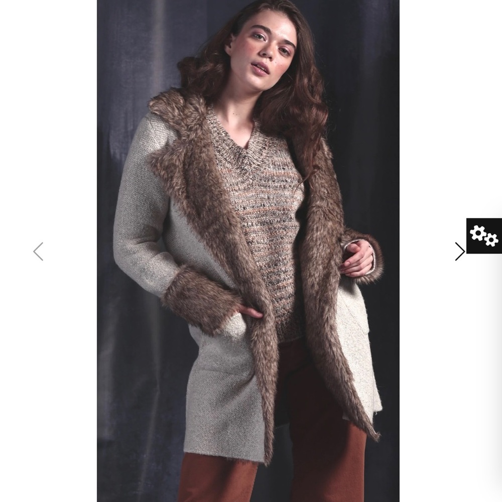 Maude Vivante Fur Trim Sweater Coat